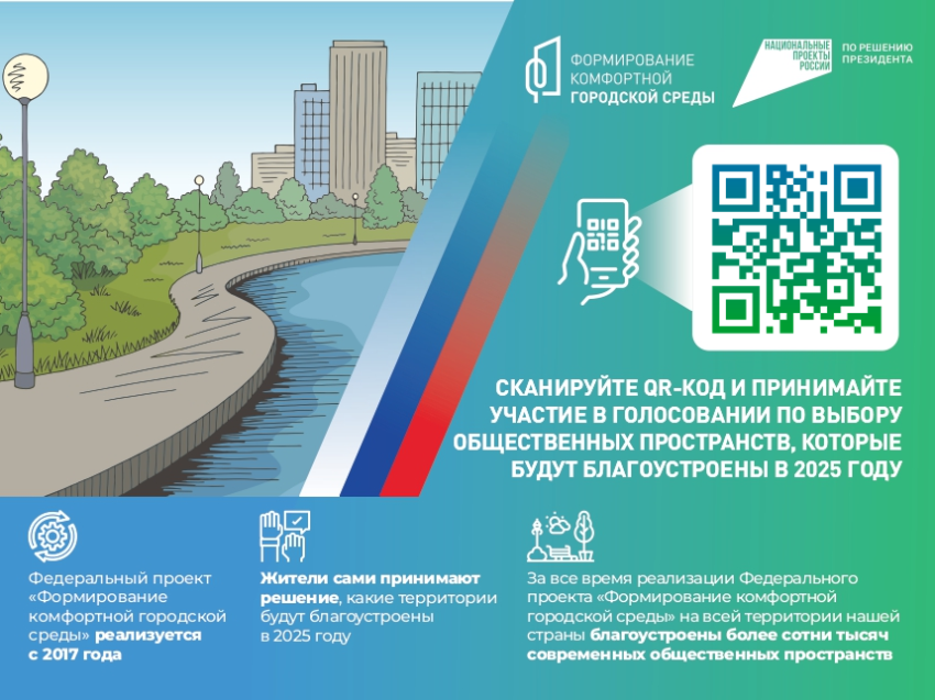 В период с 15 марта по 30 апреля 2024 года в Забайкалье проводится Всероссийское онлайн-голосование по выбору общественных территорий для благоустройства в 2025 году.